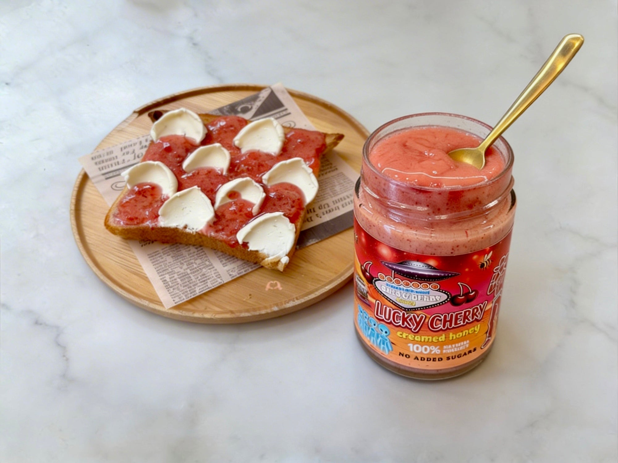 Cherry Creamed Honey Buttered Toast 🍒🍯🍞🧈