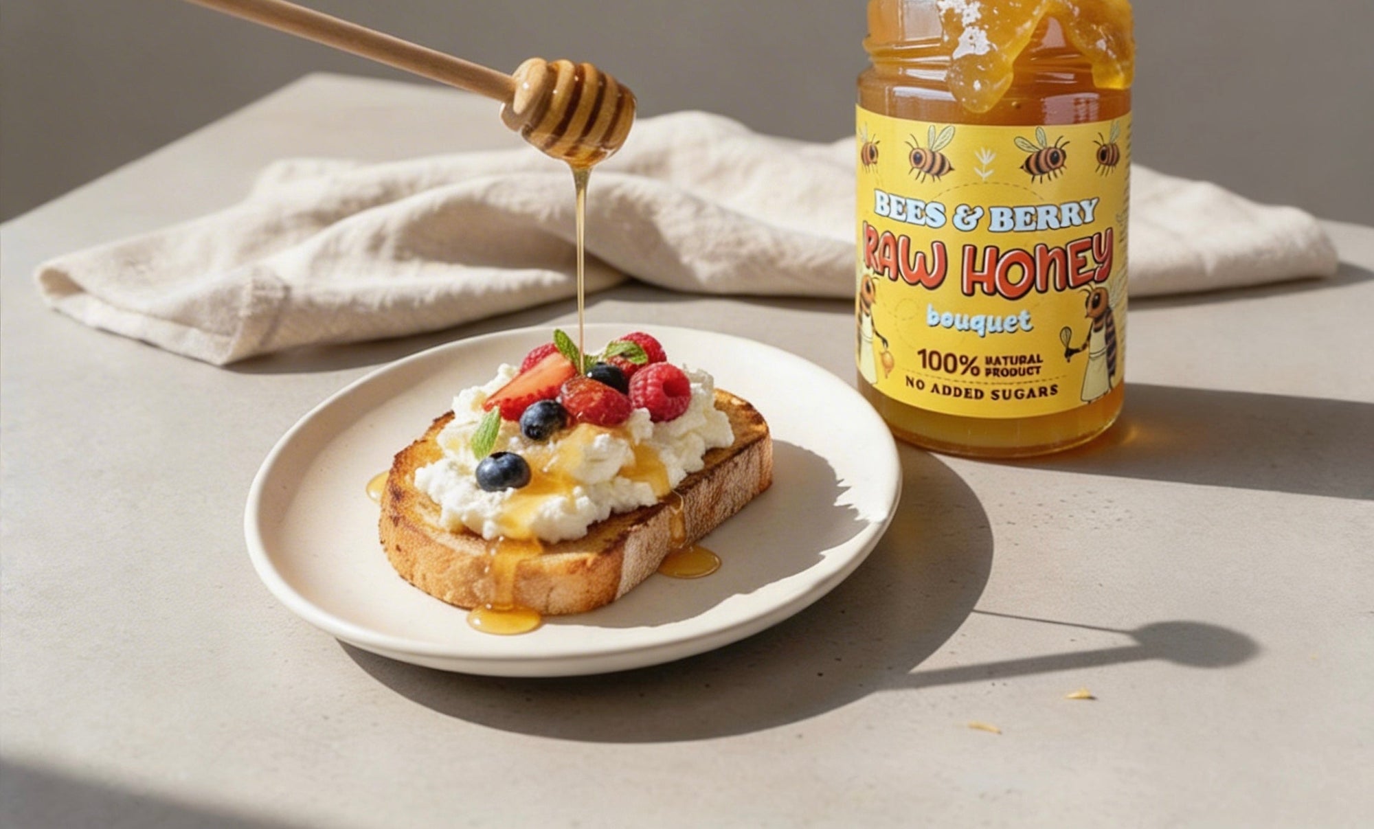 Sourdough Toast with Cottage Cheese & Raw Honey 🥄🍯