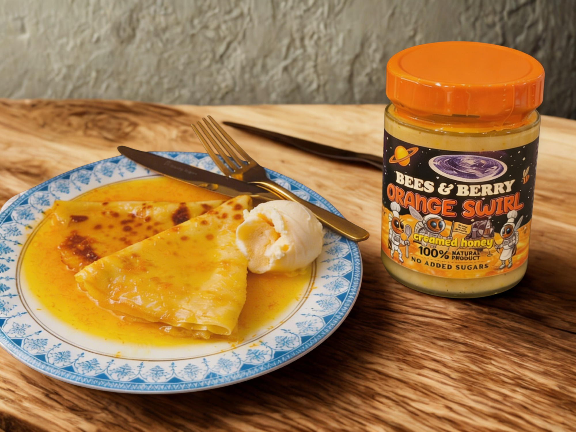 🍊🍯 Orange Swirl Creamed Honey Crêpes Suzette