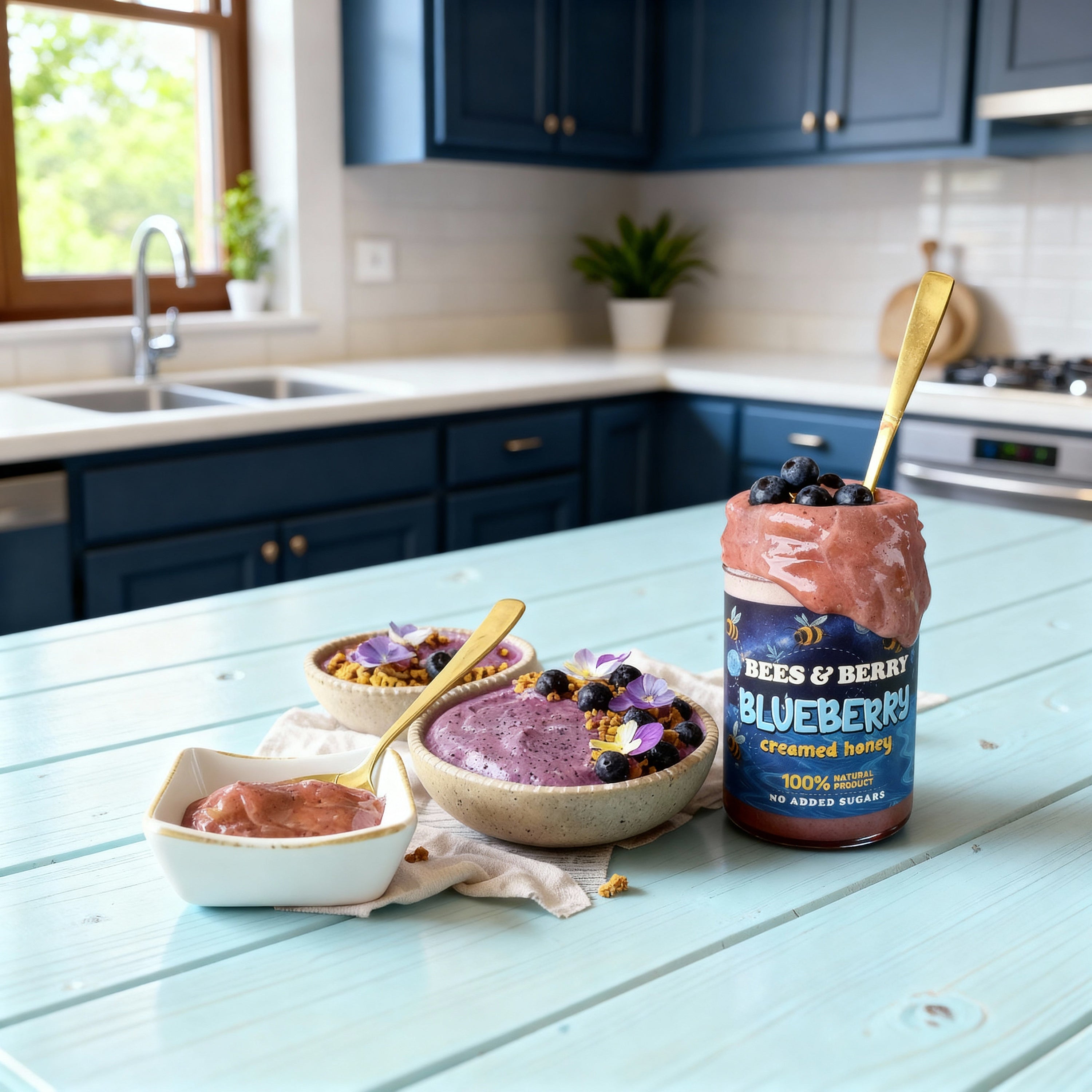 🫐 Blueberry Honey-Drizzled Açaí Bowl