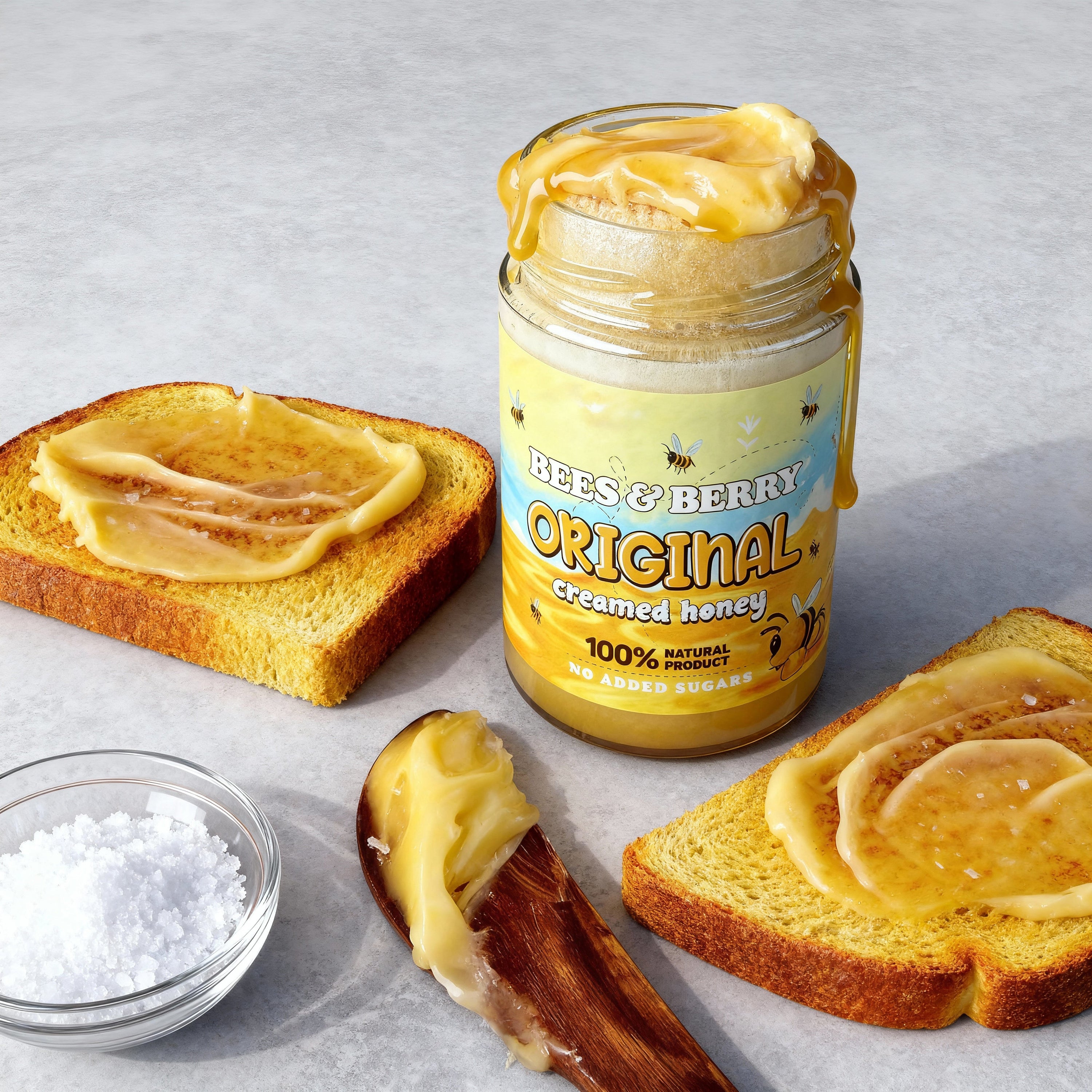 🍯🍞 🐝Bees & Berry Creamed Honey on Buttered Bread
