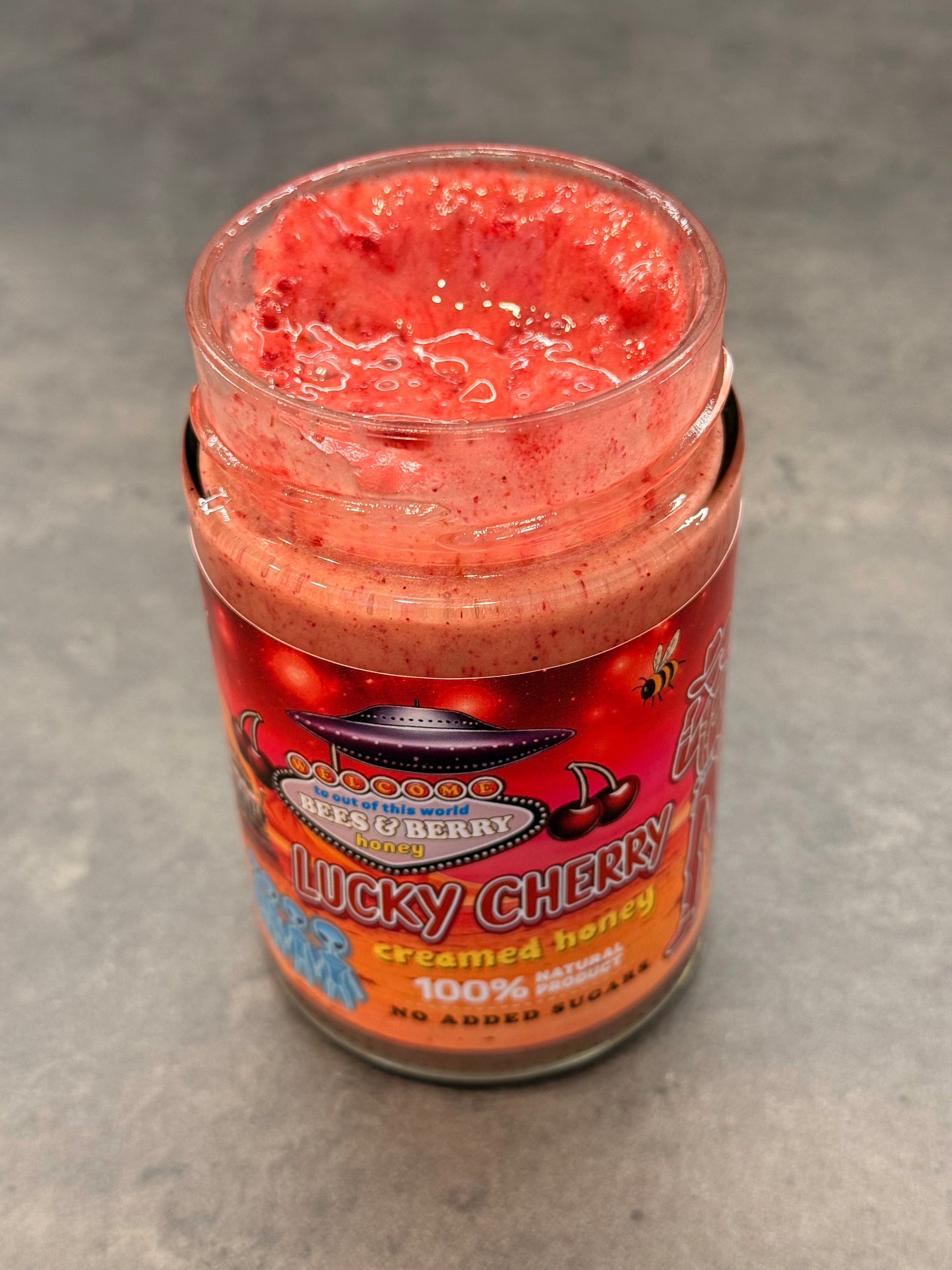 Lucky cherry creamed honey