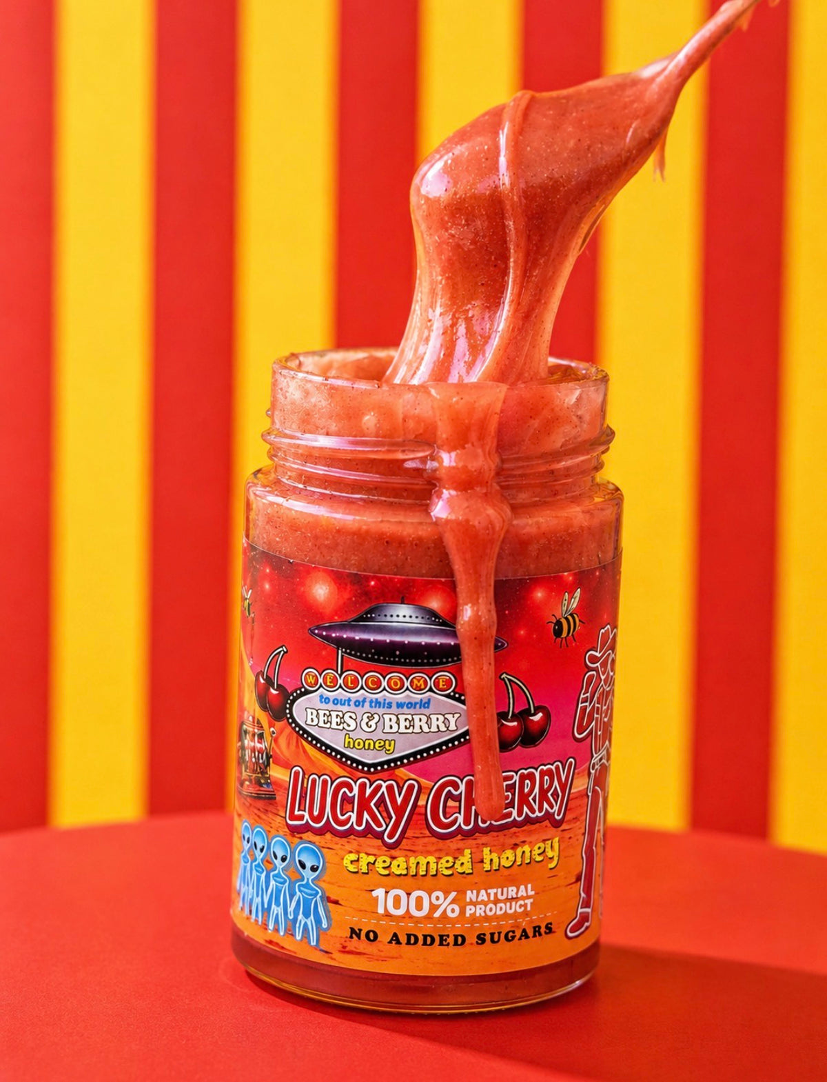 Lucky cherry creamed honey