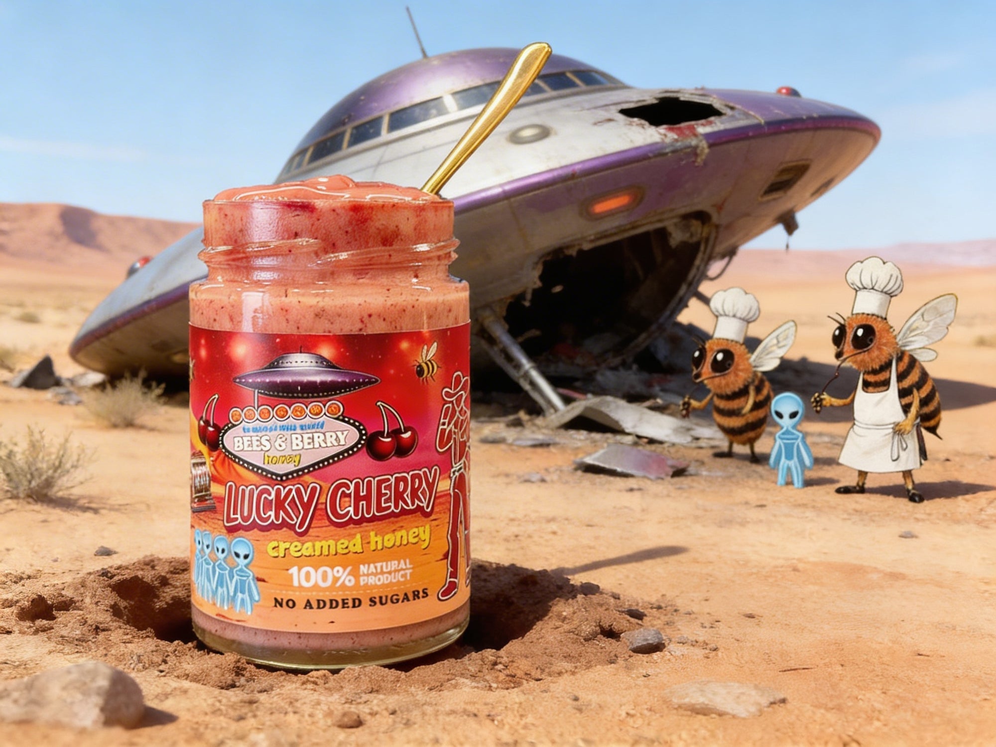 Lucky cherry creamed honey
